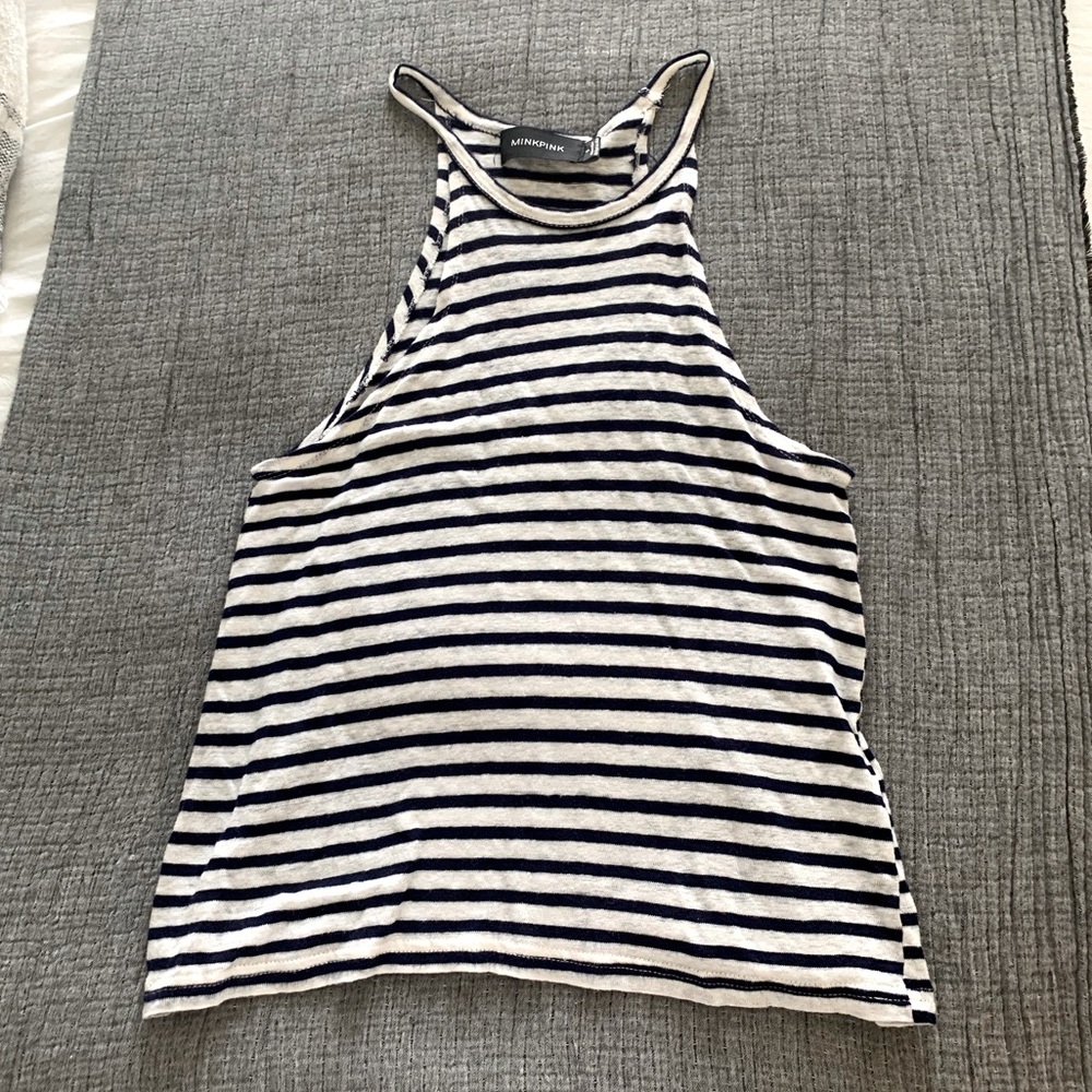 Navy and white striped tank